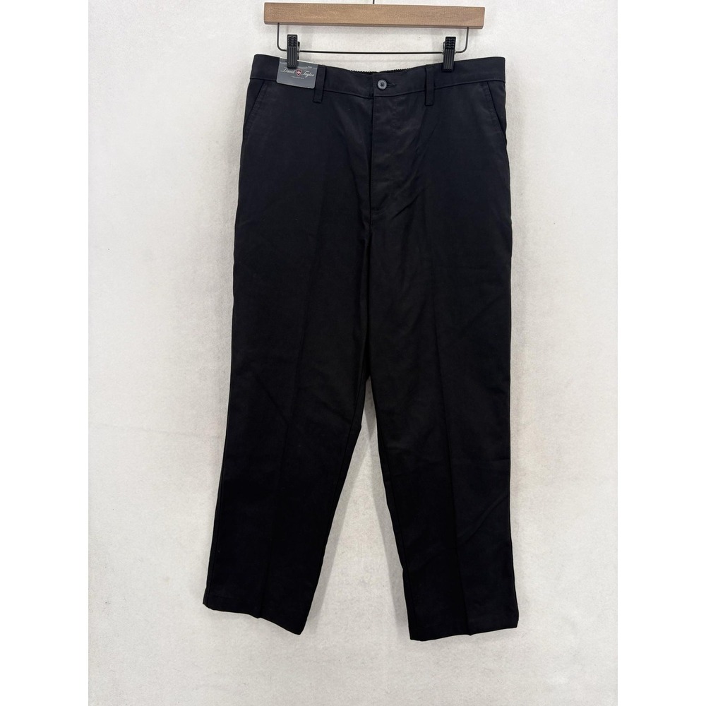 David Taylor Collection Chino Pants Mens 36x29 Black Classic Fit Elastic Waist